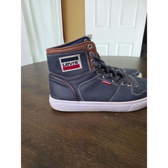 Levi's Shoes Mens Size 11 High Top Blue Casual Sneakers Leather Patch - Picture 2 of 16